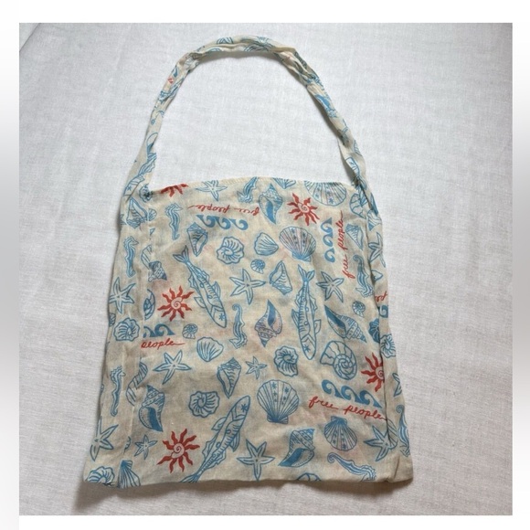 Free People reusable linen shopping tote bag, boho coastal vibes, used - Picture 4 of 4
